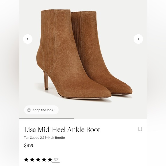 Lisa Mid-Heel Ankle Boot in Tan Suede - Picture 3 of 9